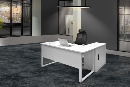 مكتب مقاس 1.60 لون ابيض مع ملحق جانبي / BT-1601-16...