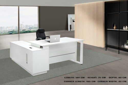 مكتب مودرن ابيض مقاس 180 سم-HY-FN-01D-18 A