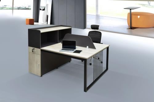 محطة عمل ثنائية مع دولاب جانبي لون بيج / RA-HT-03