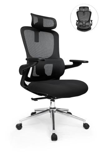 كرسي شبك دوار اسود / EQ-9933