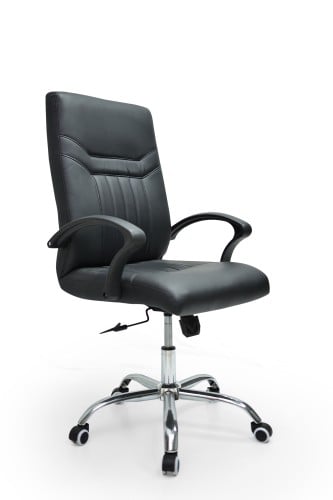 كرسي جلد دوار لون أسود / FS-803