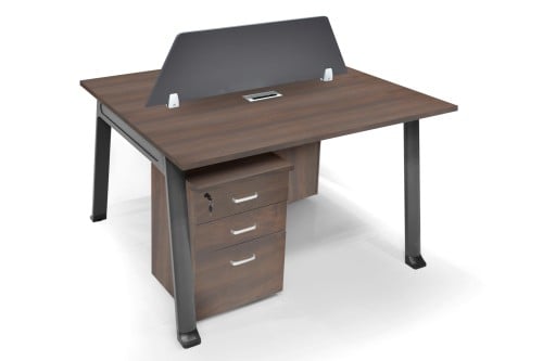 محطة عمل ثنائية بوحدات تخزين لون بني - RA-WT-02