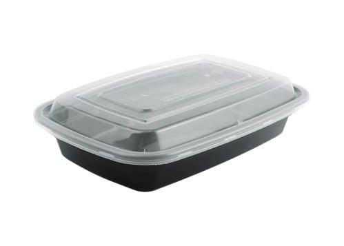 مستطيل أسود بالغطاء شفاف بارز 1000مل RECTANGULAR B...