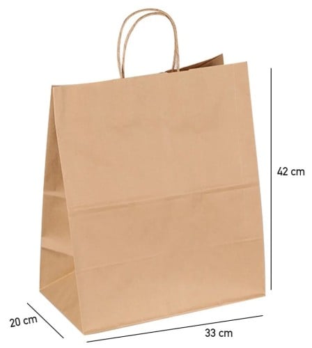 أكياس ورقية كرافت بيد شريط 33*20*42