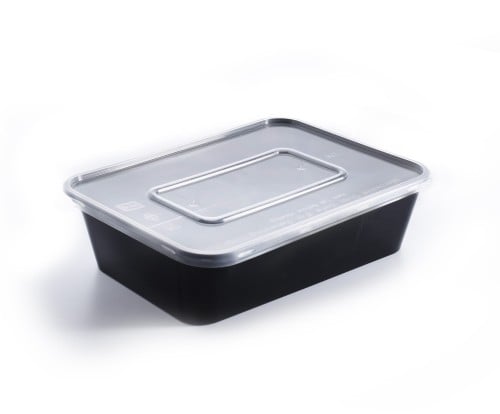 مستطيل أسود بالغطاء شفاف مسطح 750 مل RECTANGULAR B...