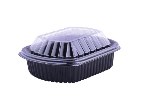 بيضاوي أسود بالغطاء شفاف 12 أونز 12Oz OVAL BLACK M...