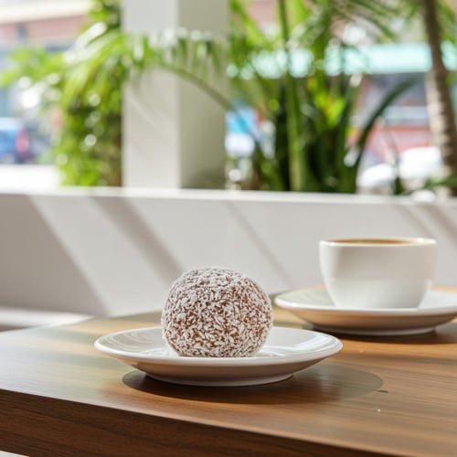 كرات التمر محشية طحينة بجوز الهند