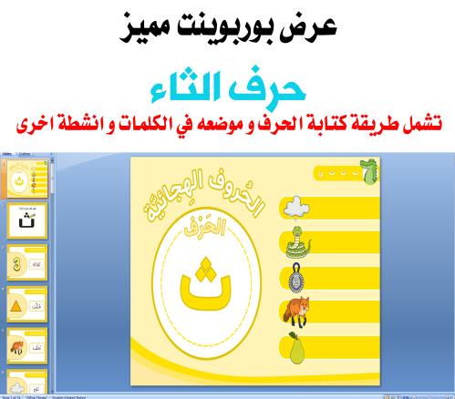 عرض تقديمي لطيف لحرف الثاء قابل للتعديل