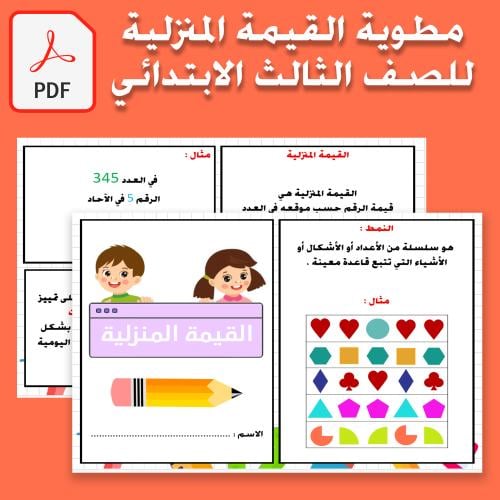 مطوية رياضيات ثالث الفصل الدراسي الاول القيمة المن...