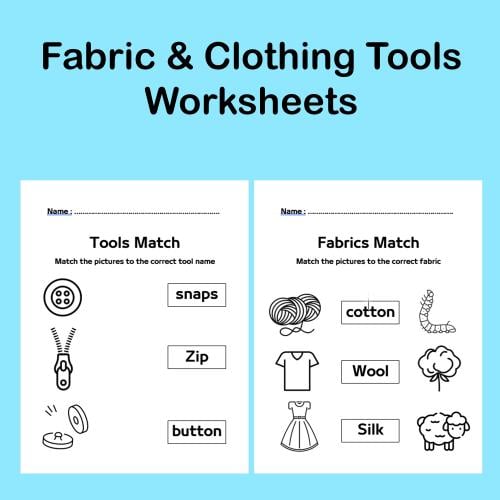 Fabrics & clothing tools worksheet