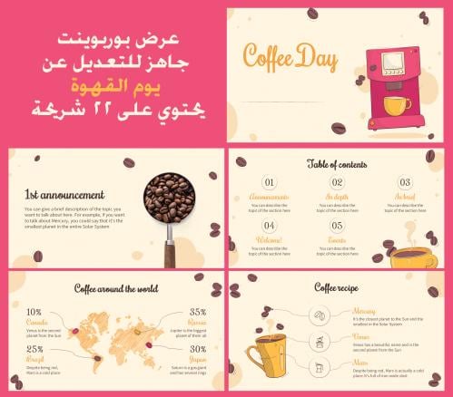 عرض بوربوينت فارغ جاهز للتعديل عن يوم القهوة