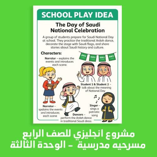 مشروع انجليزي رابع مسرحية مدرسية الوحدة الثالثة