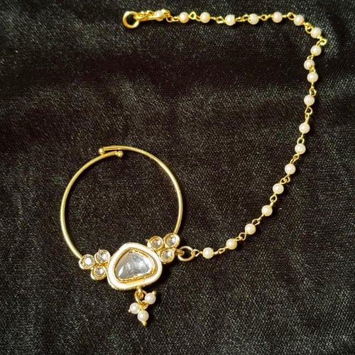 حلق بيار ذهبي مع زمام وسلسلة تعلق بالشعر