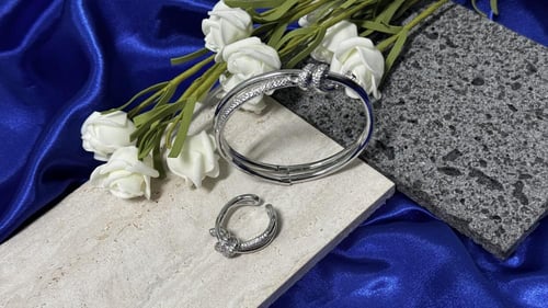 سوار مناير مع خاتم , فضي