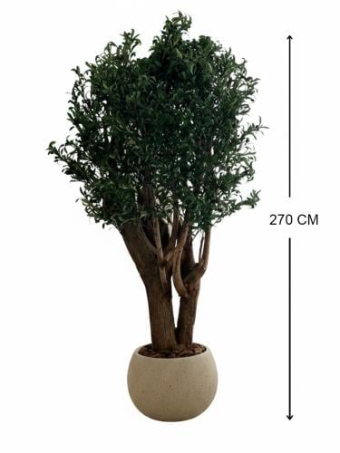 شجرة زيتون صناعية بجذع طبيعي – حوض فايبر فاخر (2.7...