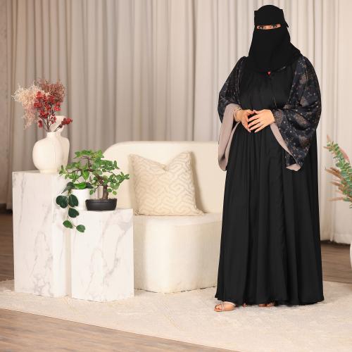 دبل كلوش قماش حراير وكم مشجر ربيانة الوان منسقه خف...