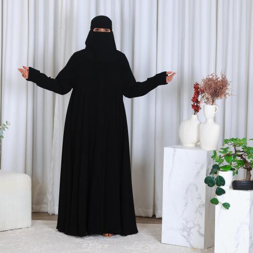 عبايه دبل كلوش كم فرنسي صفته بالكم قماش ملكي