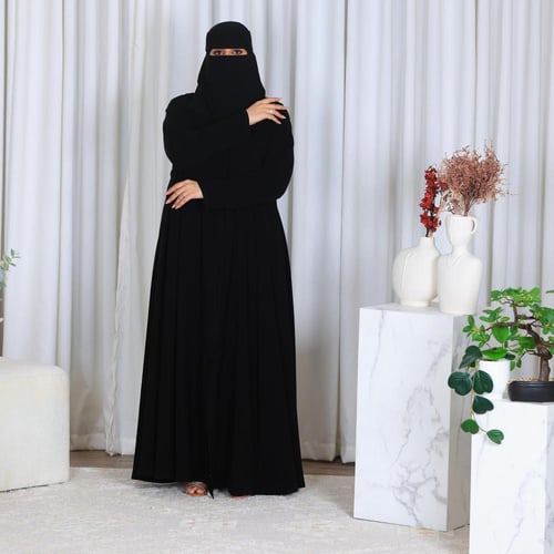 عبايه دبل كلوش قماش ملكي كم ضيق