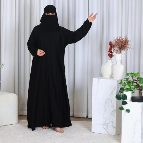 عبايه كم فرنسي ضيق مفتوح زرار قماش جلاكسي