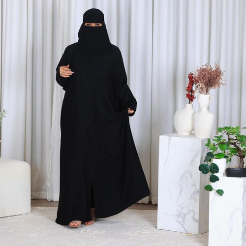 عبايه كم فرنسي ضيق مفتوح زرار قماش جلاكسي