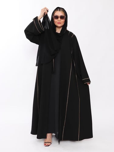 عبايه نصف كلوش كم مربع ٢خط سرفله امام وخلف وكم وتح...