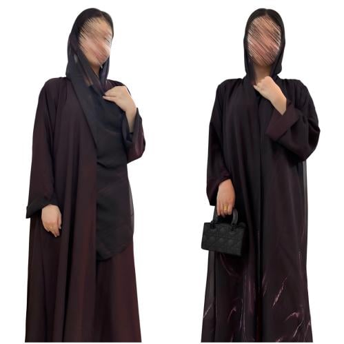 C748- شيفون دبل فيس لون عنابي