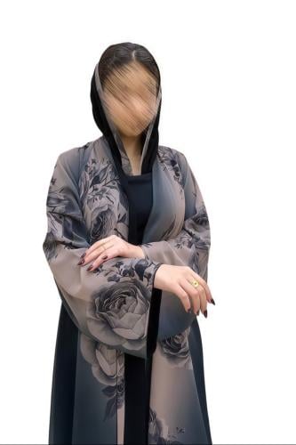 N523 عباية شيفون مشجره