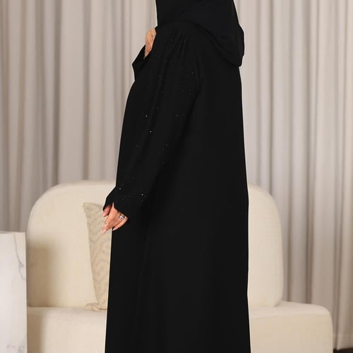 عباية اي لاين قصة جاكت منثور كرستال قماش كريب الري...