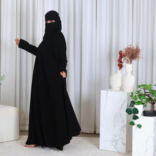 عبايه دبل كلوش كم فرنسي صفته بالكم قماش ملكي