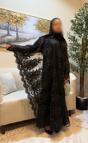 عباية بشت قماش دانتل فرنسي مبطن قماش لمسة حرير للك...