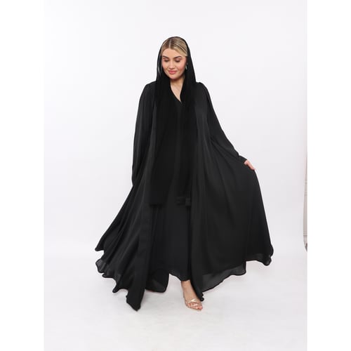 دبل كلوش قماش حراير على الكم كريستال بشكل دائري تص...