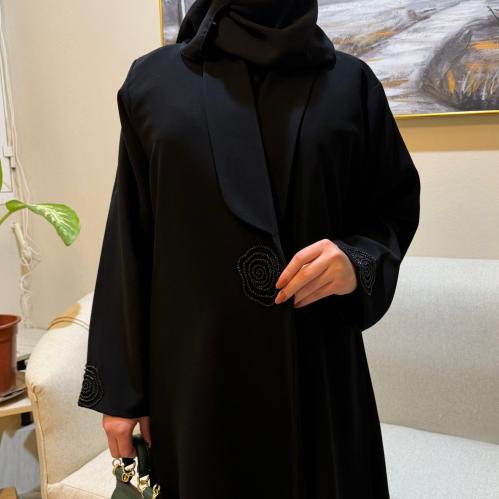 بليزر قماش كريب الرداء الاسود شك يدوي