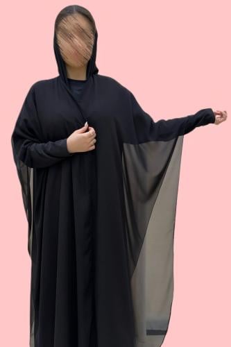 N517عباية شيفون مبطن اسود
