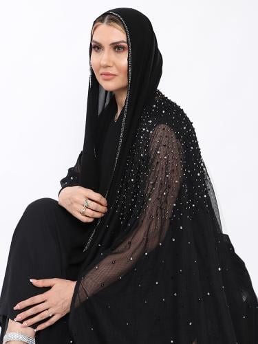عبايه قصه قطري سهرات شك يدوي القماش تل مدبل
