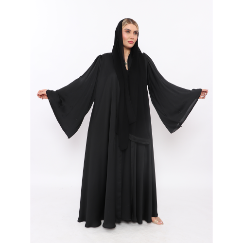 دبل كلوش قماش حراير على الكم كريستال بشكل دائري تص...