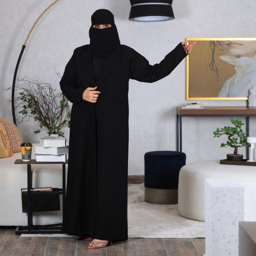 بليزر بطانه عنابي قماش كريب كتان