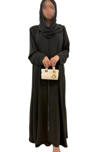 C0079-عباية ملونة نص كلوش كم ضيق