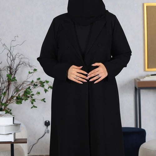 بليزر بطانه اسود قماش كريب كتان-تصميم فاخر وانيق