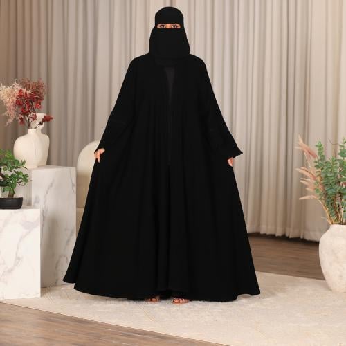 دبل كلوش قماش لمسه حرير تحديد دقه خياط جينز اسود ش...