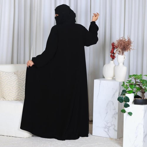 عبايه اي لاين مفتوح زرار وزم بالكم قماش جلاكسي