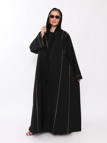 عبايه نصف كلوش كم مربع ٢خط سرفله امام وخلف وكم وتح...