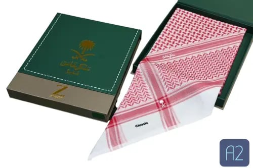 شماغ احمر فاتح ملكي ختم ابيض كلاسيك اصدار 2026