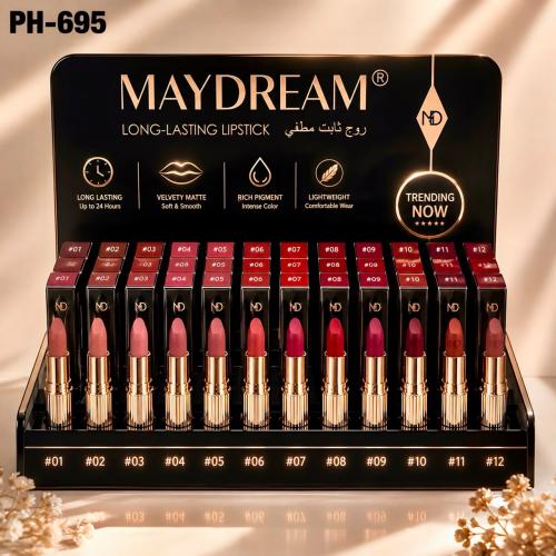 أحمر شفاه مطفي ثقيل من MAYDREAM® – مجموعة الـ 12 لوناً المخملية (PH-695)