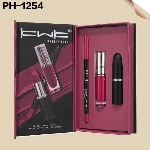 طقم روج ثابت + جلوس شفايف +محدد شفايف KWK PH-1254