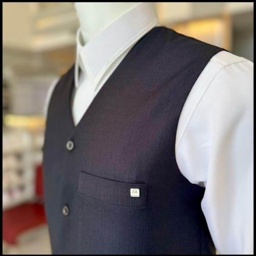 سديري وجه وحد رسمي كحلي غامق مقلم