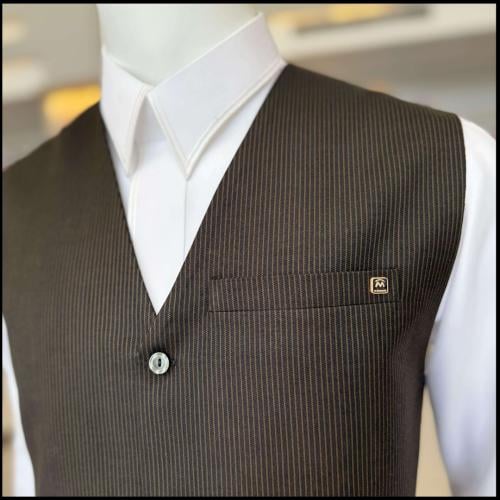 سديري وجه وحد اسود مقلم ذهبي