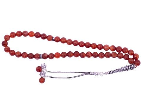 سبحة حجر طبيعي احمر