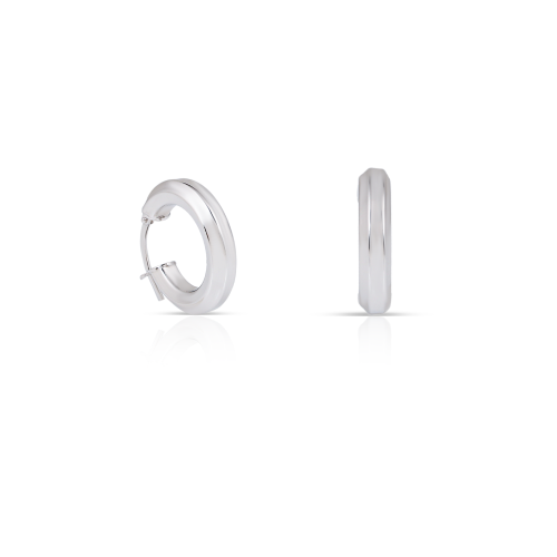 أقراط فضية دائرية متوسطة