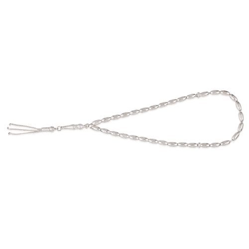 سبحه فضة بيضاوى نقش منقط 33 خرزة