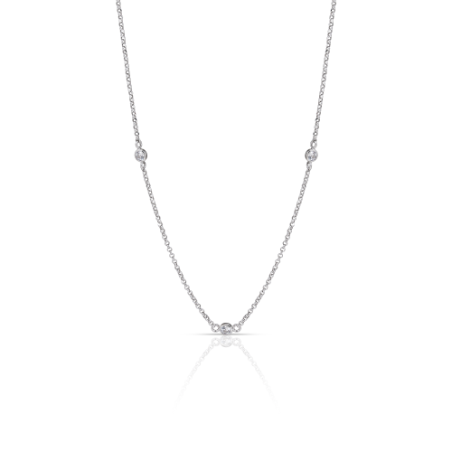 سلسلة طويلة فضي مع فصوص برلنت